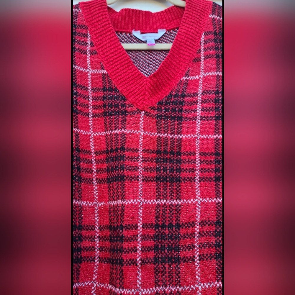 No Boundries Plaid Red & Black Winter Christmas Sweater Dress - Size XL - Picture 8 of 12